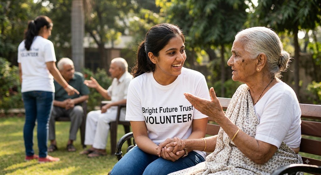 Volunteer with elderly