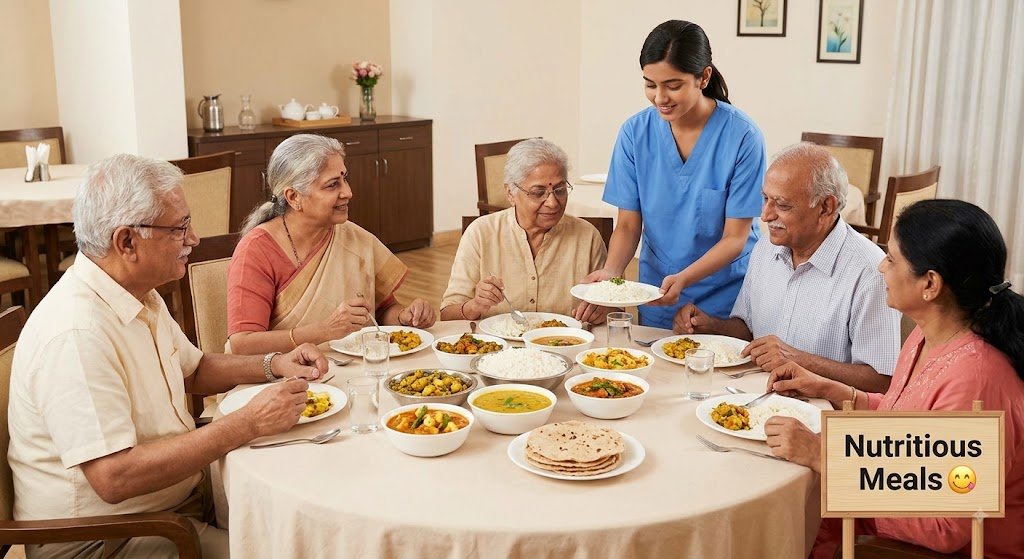 Seniors sharing a meal