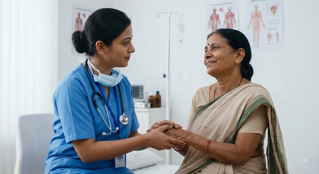 Nurse with elderly woman