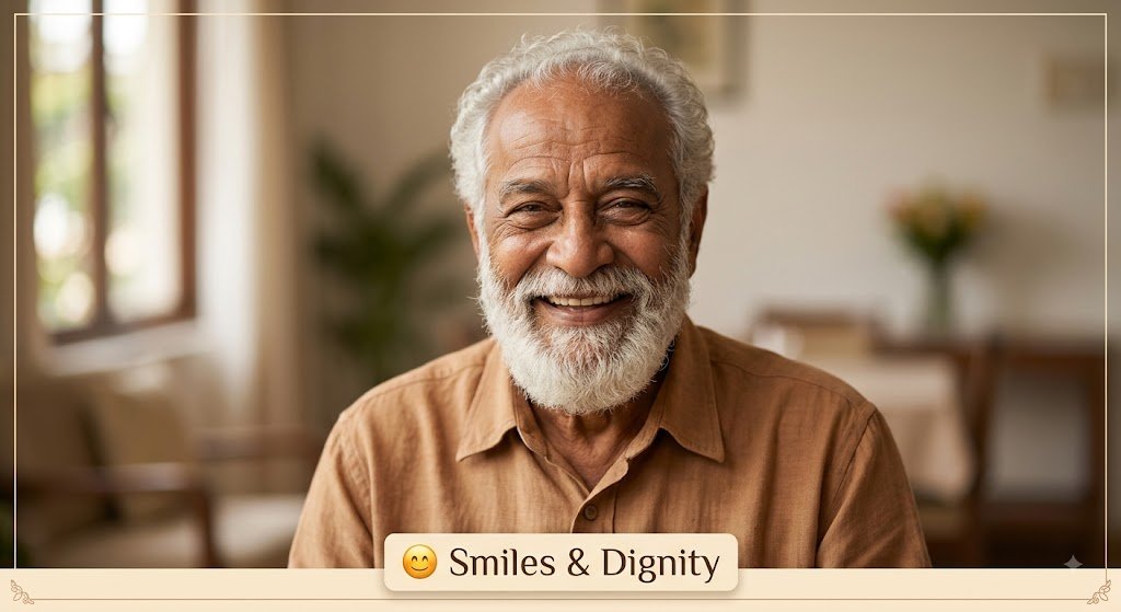 Happy elderly residents